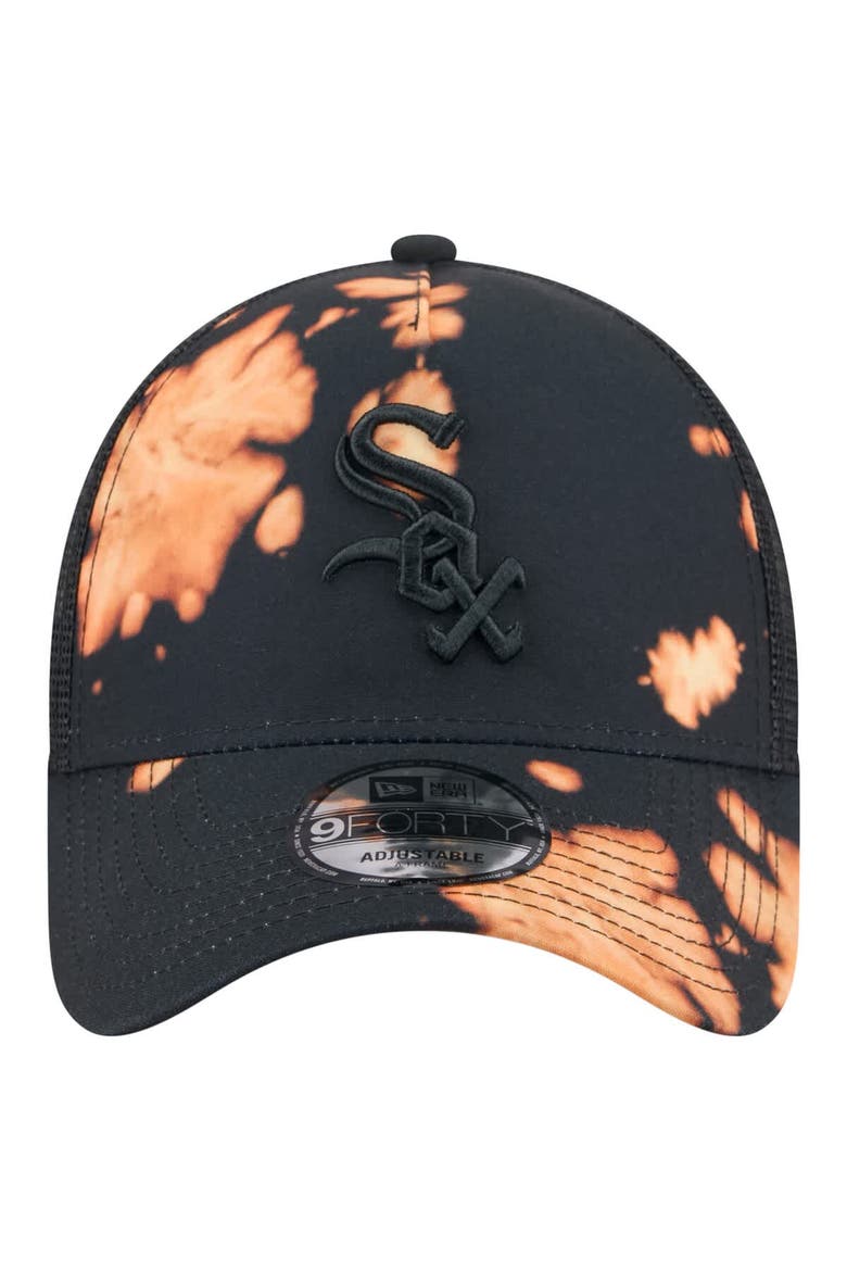 Men's New Era  Black Chicago White Sox Bleached A-Frame 9FORTY Adjustable Hat, Alternate, color, Black