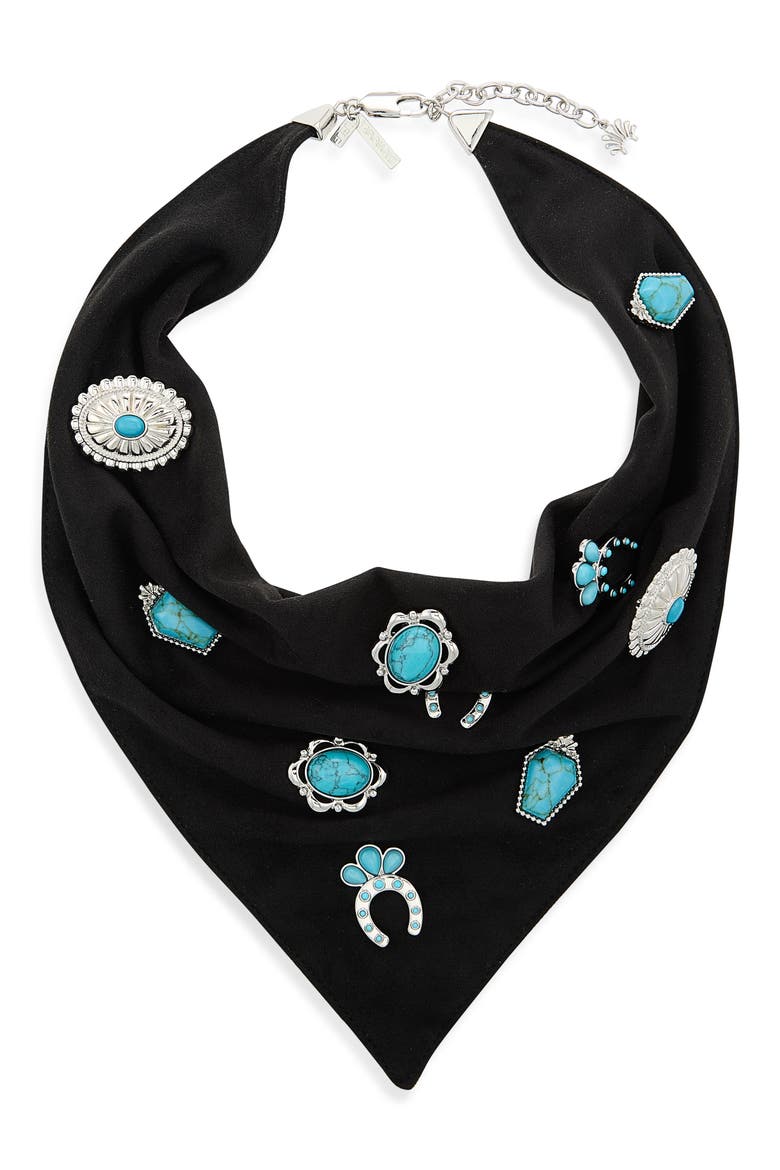 Bonnie Concho Scarf Necklace, Main, color, JET