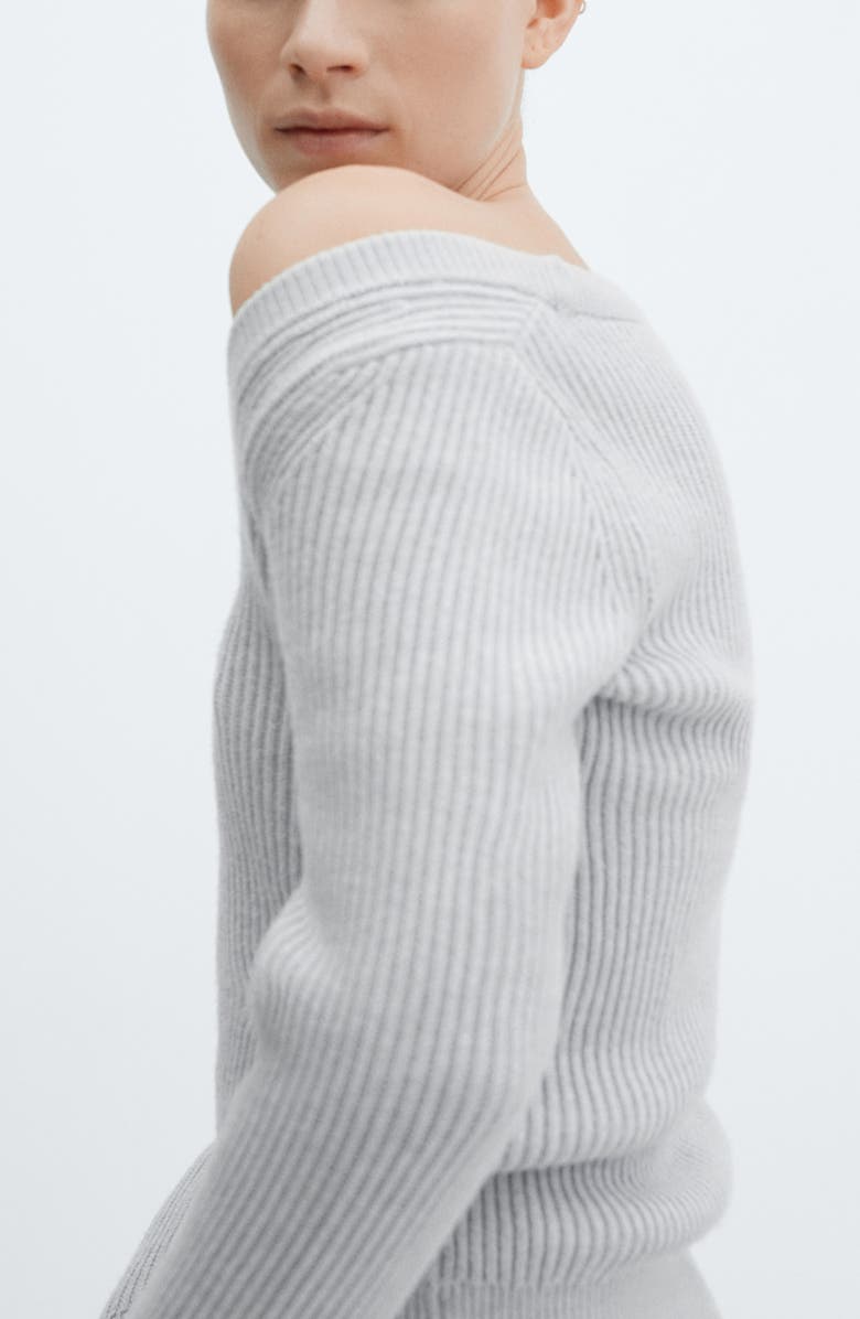 MANGO Scoop Neck Rib Sweater, Alternate, color, 