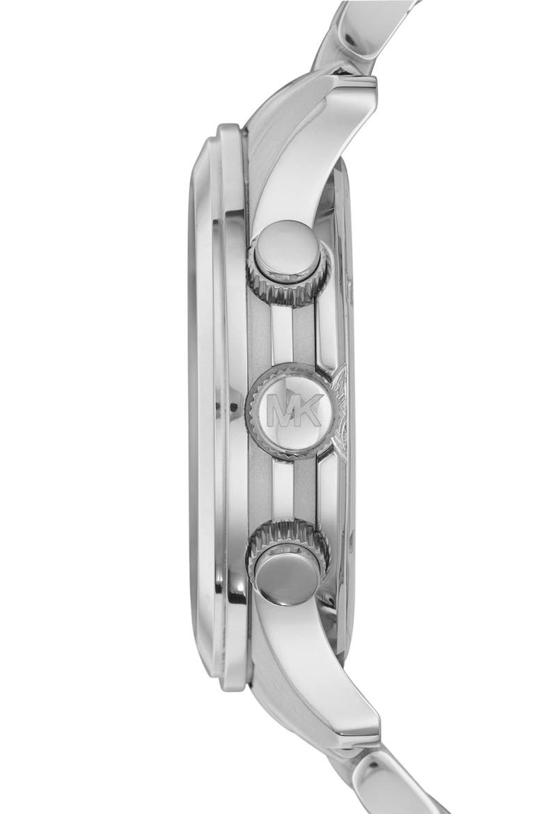 Michael Kors 'Silvertone Oversize Iconic' Chronograph Watch, 45mm, Alternate, color, WHITE / SILVER