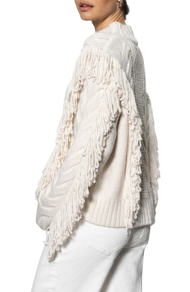 Sanctuary Mixed Stitch Fringe Detail Crewneck Sweater, Alternate, color, 