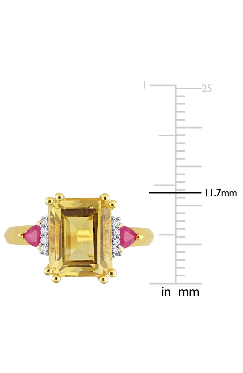 DELMAR Octagon Cut Citrine Ruby & Diamond Ring - 0.04ct., Alternate, color, Yellow