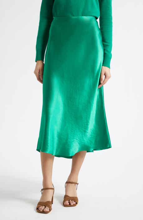 Bias Satin Midi Skirt