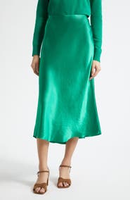 Vince Bias Satin Midi Skirt