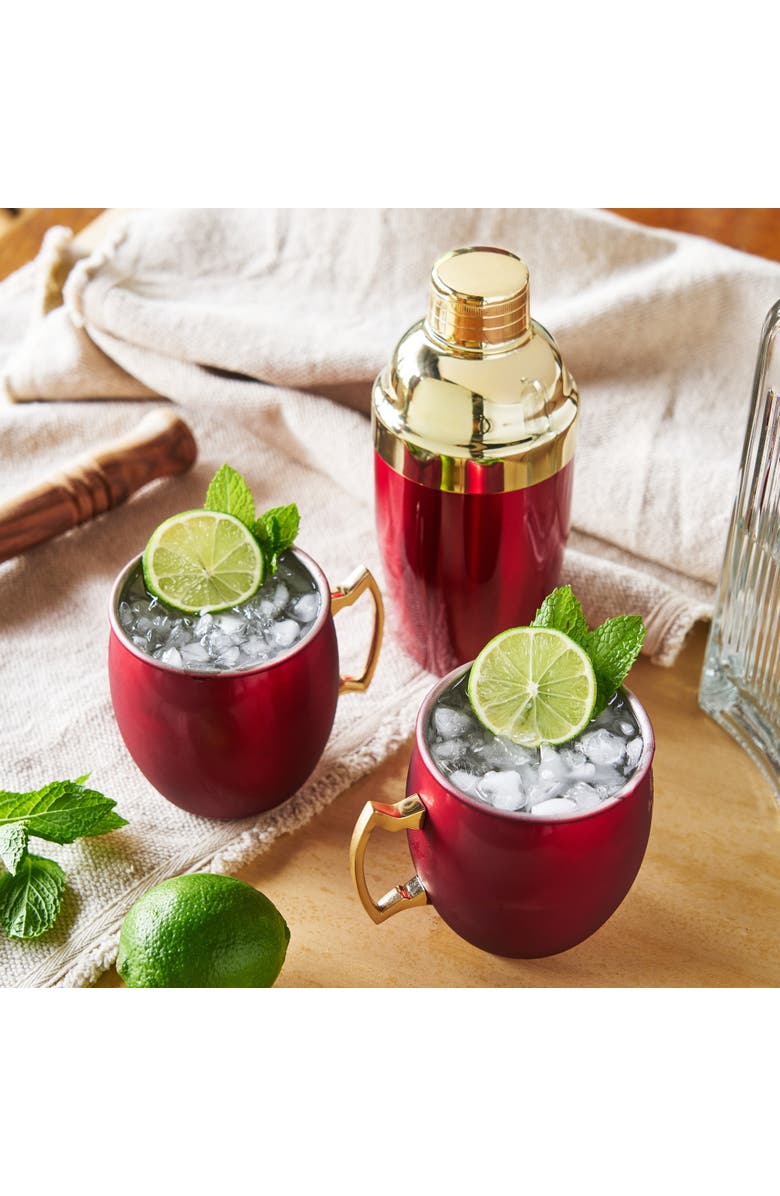 TWINE Moscow Mule Mug & Shaker Gift Set in Red, Alternate, color, Red