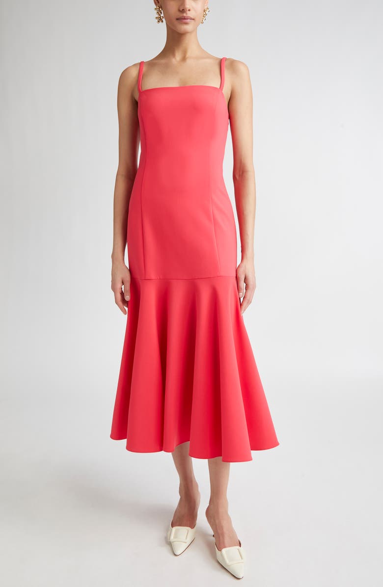 Carolina Herrera Drop Waist Midi Dress, Main, color, Azalea