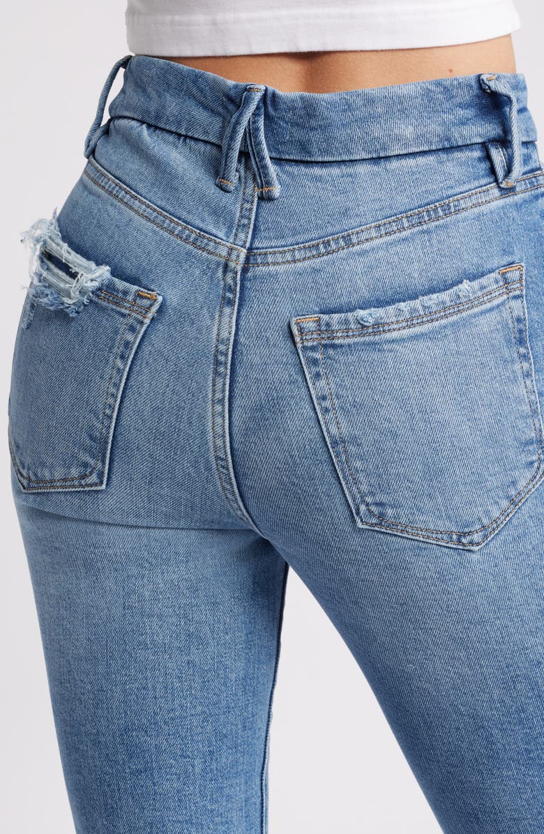 Good American Good Classic Distressed Release Hem Jeans, Alternate, color, Indigo662