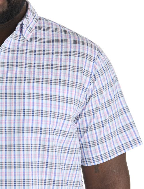 Oak Hill By Dxl Big & Tall  Seersucker Large Plaid Sport Shirt
