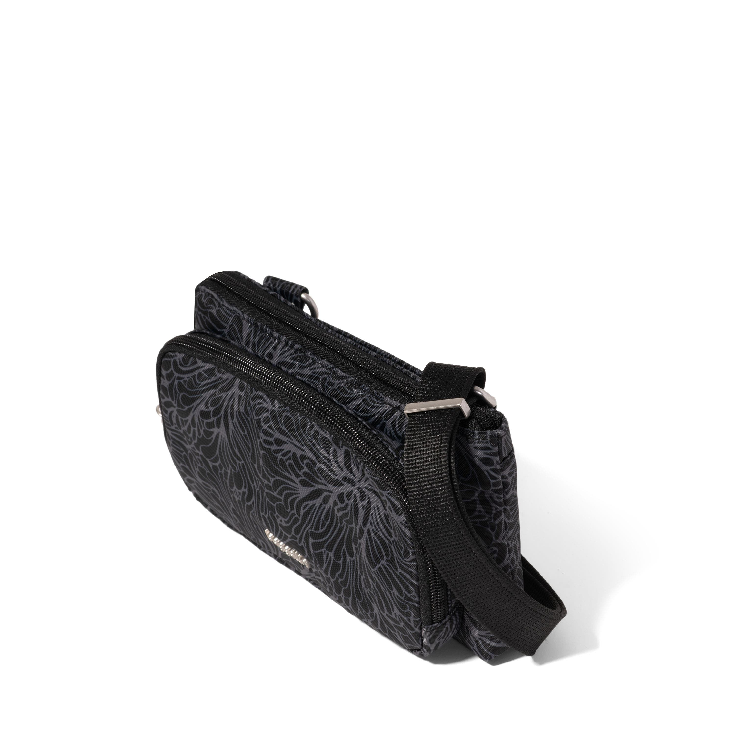 Securtex Anti-Theft Mini Wallet Crossbody, Alternate, color, Midnight Blossom Print