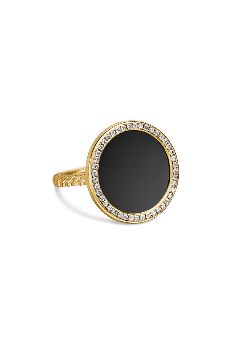 Elements 18K Gold & Pavé Diamond Ring, Main, color, BLACK ONYX/ YELLOW GOLD
