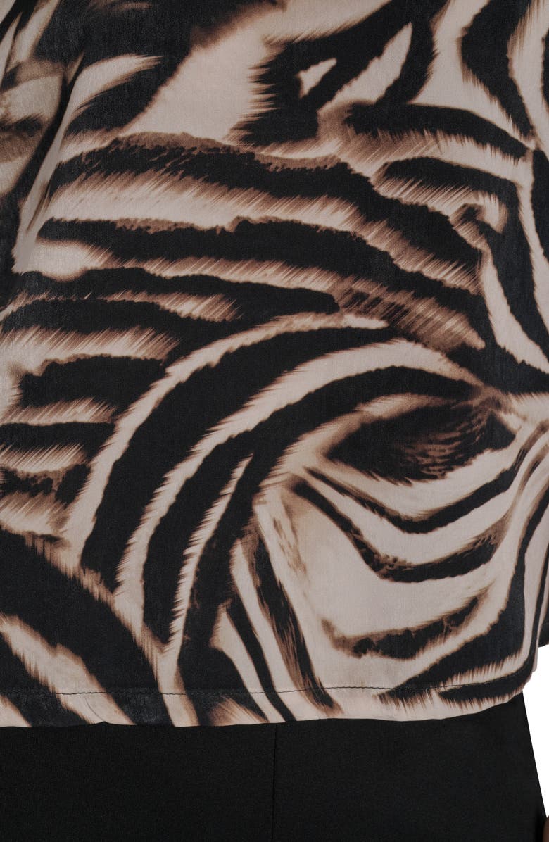DKNY Zebra Print Short Sleeve Woven Shirt, Alternate, color, Blurred Zebra