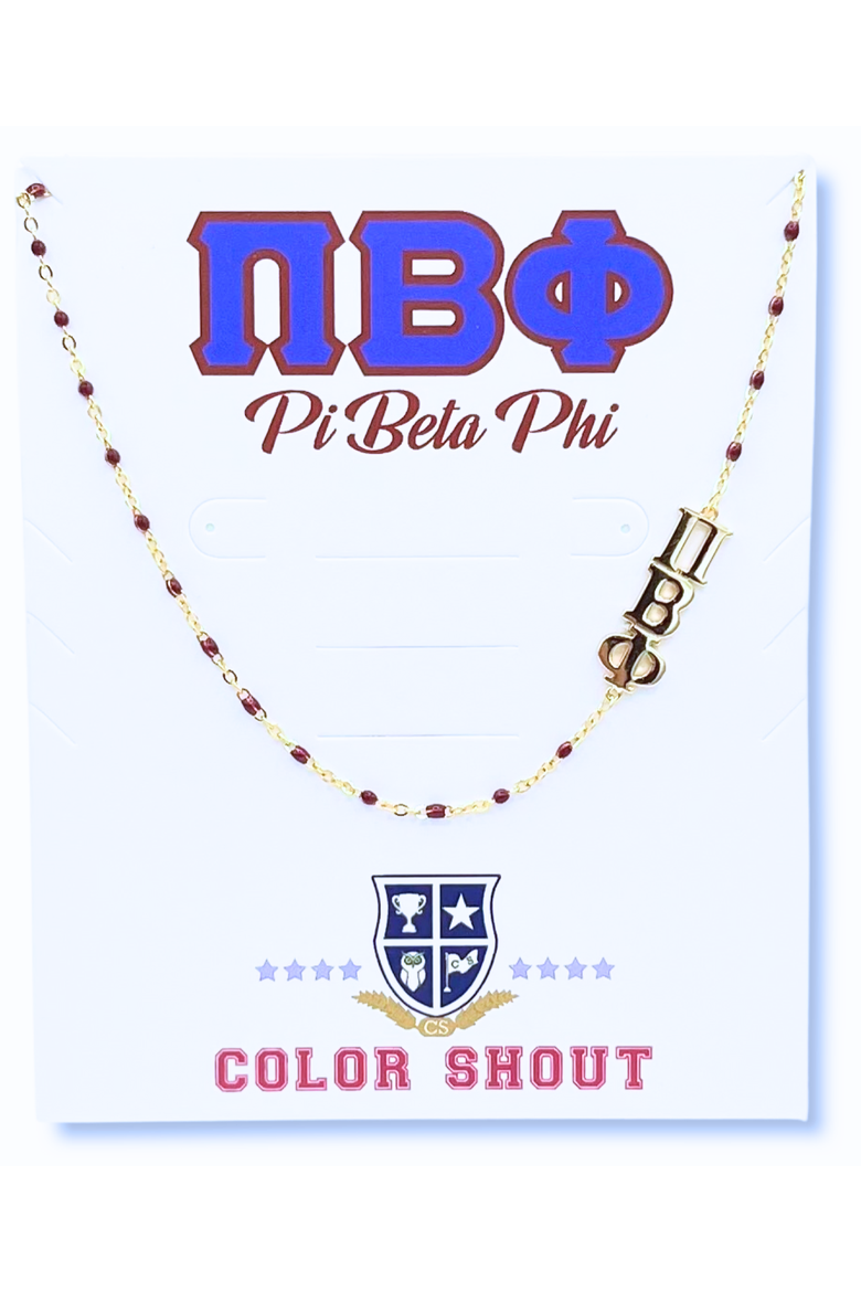 Pi Beta Phi Greek Letter Side Set Necklace, Main, color, Yellow Gold