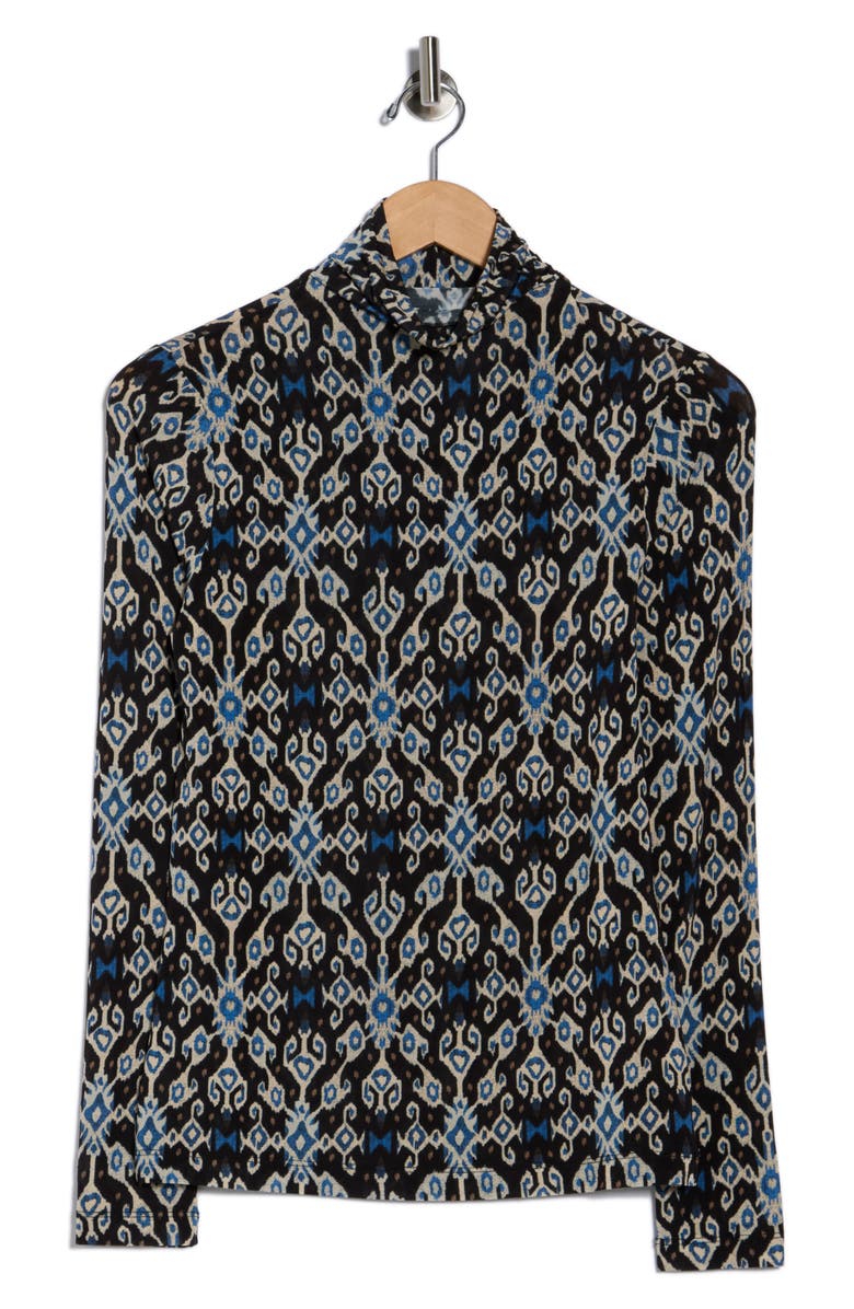 Ulla Johnson Aurelia Floral Mock Neck Top, Alternate, color, Obsidian