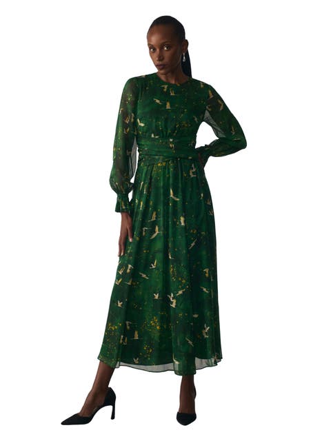 Portofino Silk Chiffon Midi Dress