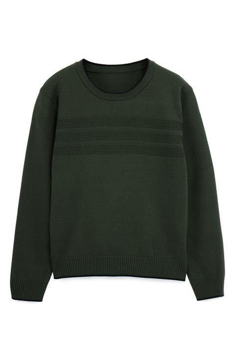 Kids' Moto Ribbing Detail Crewneck Sweater (Big Kid)