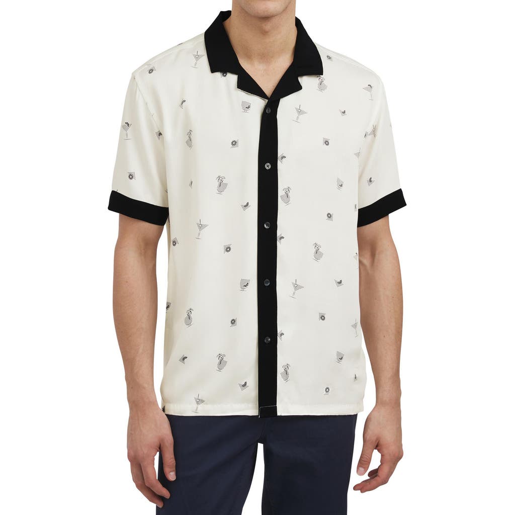 Ben Sherman Cocktail Print Camp Shirt In Snow White