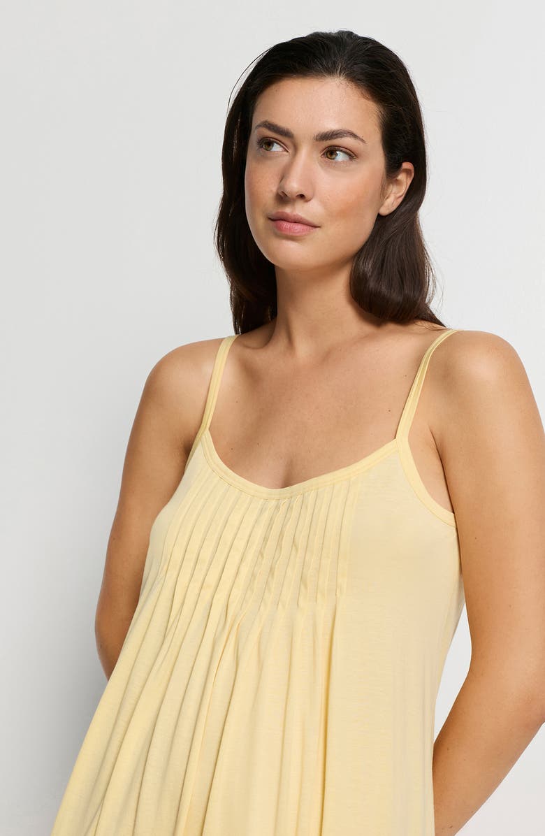 Hanro Juliet Pleat Neck Cotton Nightgown, Alternate, color, Vanilla Highlight