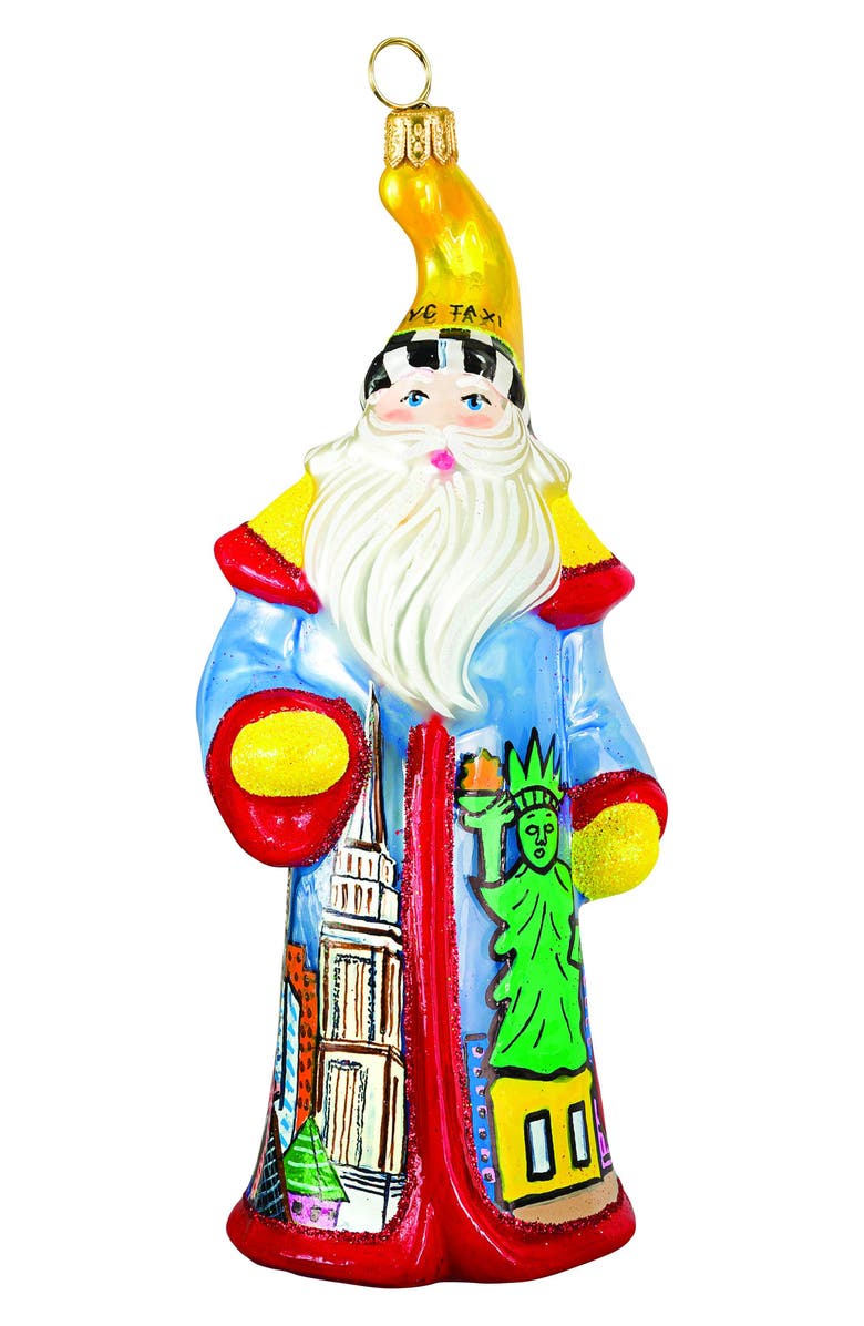 Joy to the World Collectibles NYC Pop Art Santa Glass Ornament, Alternate, color, Red Multi