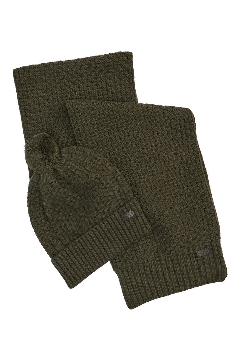 Ramside Beanie & Scarf Set, Alternate, color, DARK OLIVE