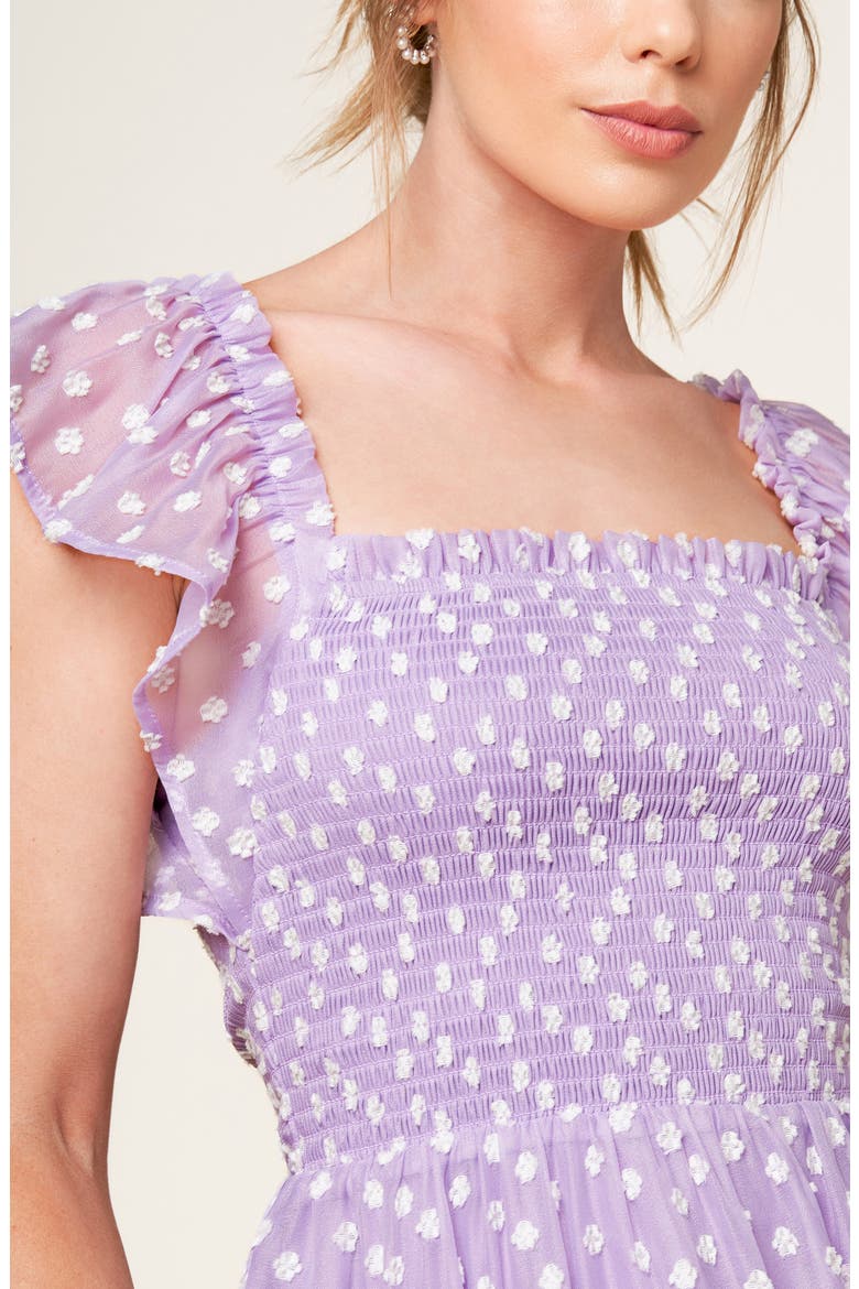 Textured Frilly Sleeve Minidress, Alternate, color, LAVENDER
