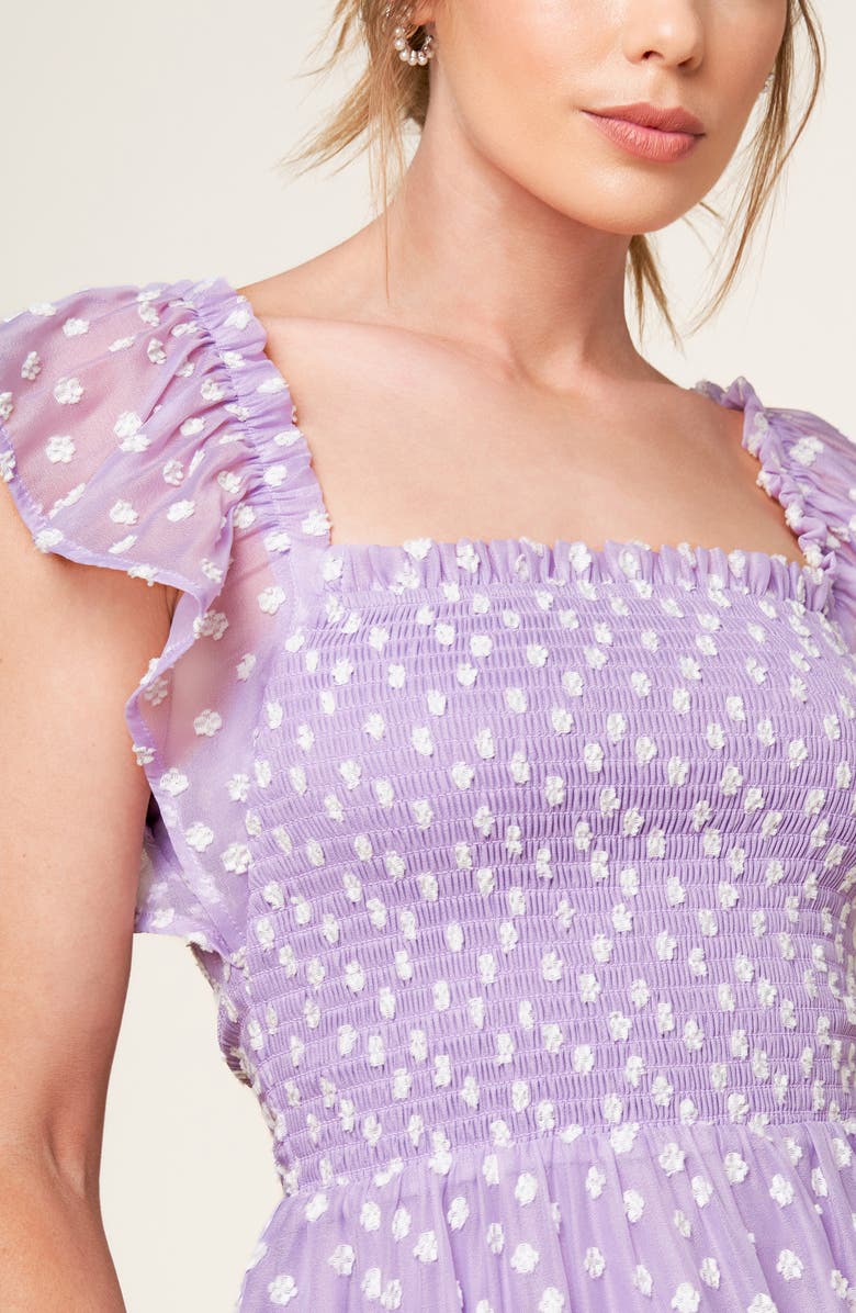 FLYING TOMATO Textured Frilly Sleeve Minidress, Alternate, color, Lavender