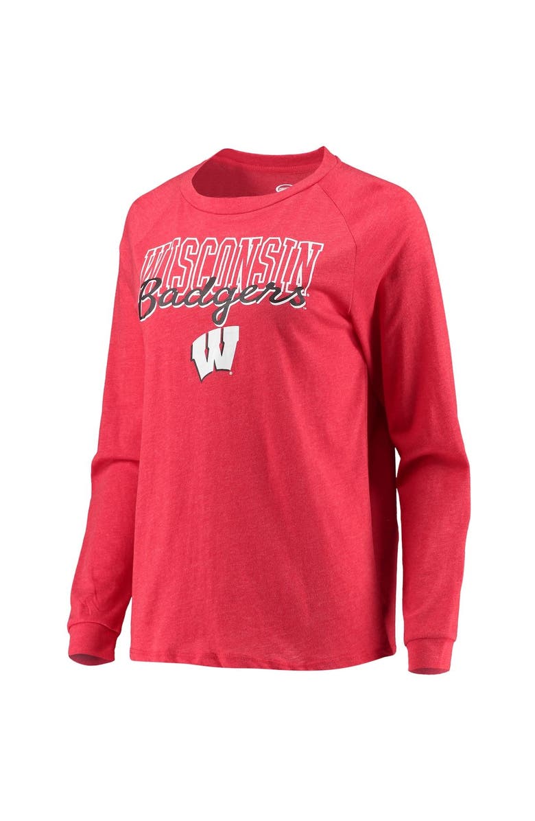 CONCEPTS SPORT Women's Concepts Sport Heathered Red/Gray Wisconsin Badgers Raglan Long Sleeve T-Shirt & Shorts Sleep Set, Alternate, color, 
