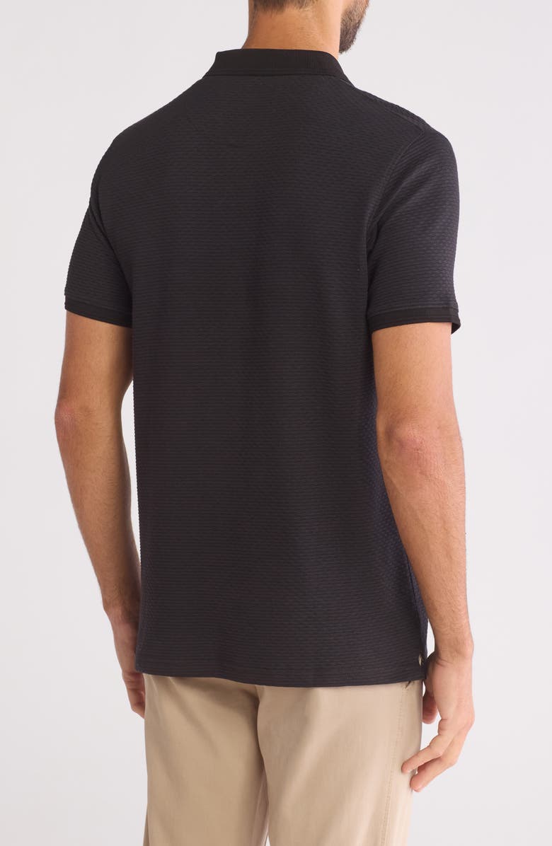 Cactus Man Texture Zip Polo, Alternate, color, Black