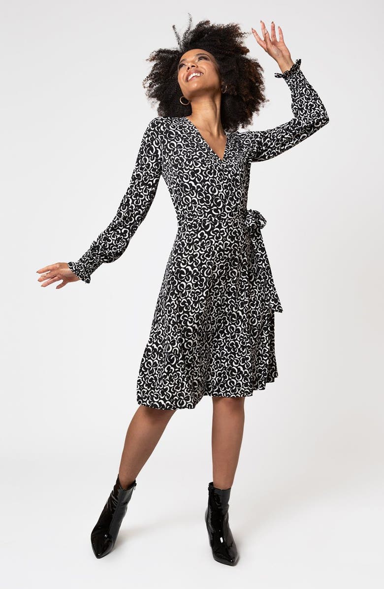 Leota Perfect Long Sleeve Wrap Midi Dress, Alternate, color,