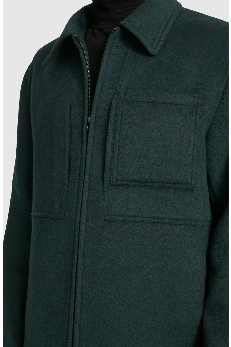 Felt Zip Front Shirt Jacket, Alternate, color, DARK GREEN