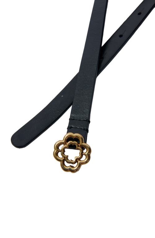 Maje Mini Moon Narrow Leather Belt In Black
