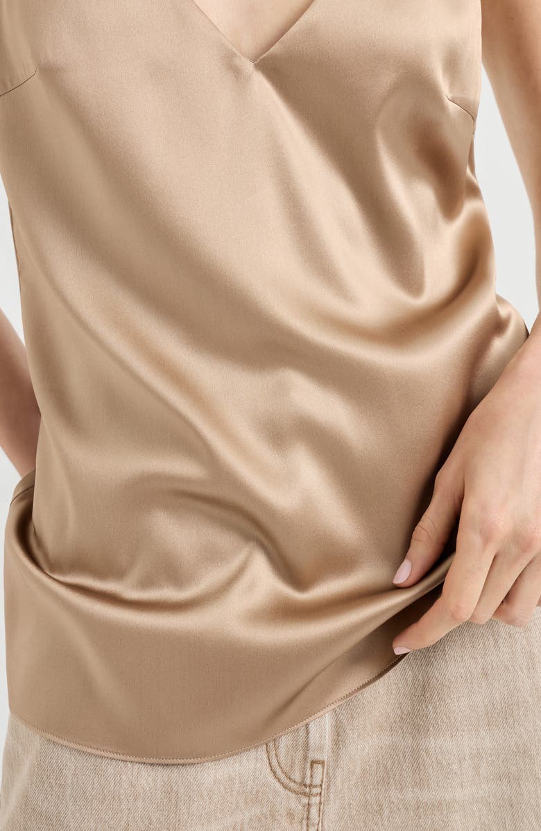 Brunello Cucinelli Stretch silk satin camisole, Alternate, color, Beige