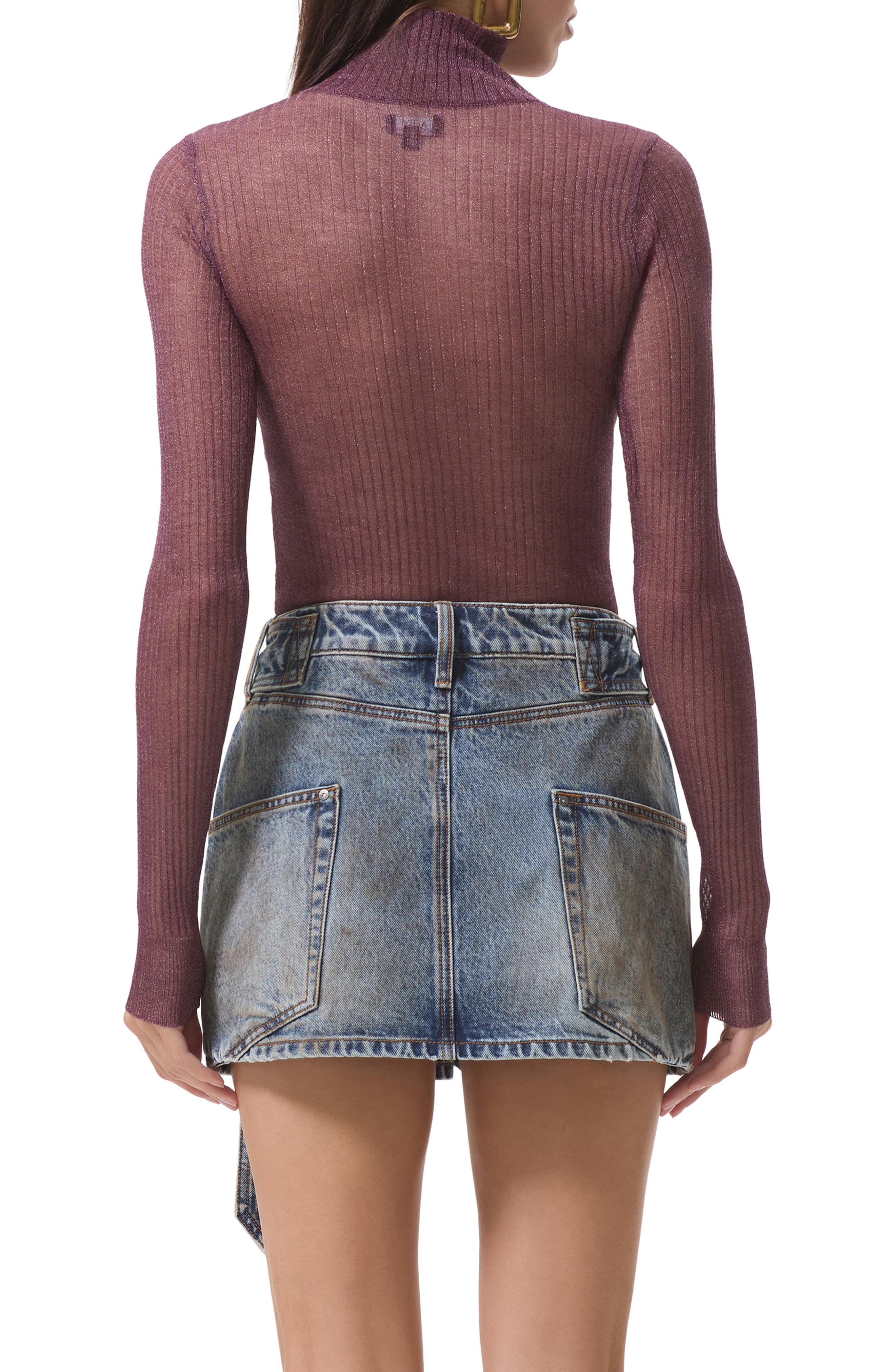 Bristol Metallic Semisheer Mock Neck Top - image 4