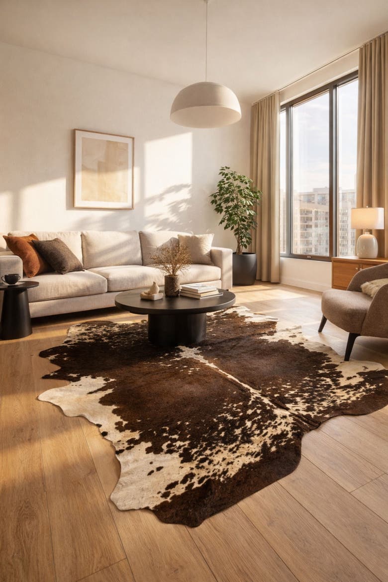 Eco Hides RH Rugs Frances Brown Speckled Cowhide Rug 8'7" × 6'8", Alternate, color, Brown Speckled