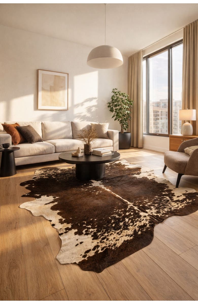Rhacam Eco Hides RH Rugs Frances Brown Speckled Cowhide Rug 8'7" × 6'8", Alternate, color, Brown Speckled