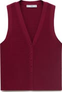 MANGO Button Front Knit Vest