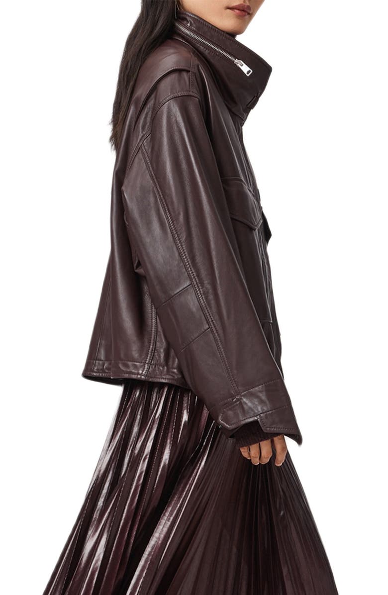AllSaints Clay Leather Jacket, Alternate, color, Oxblood Red