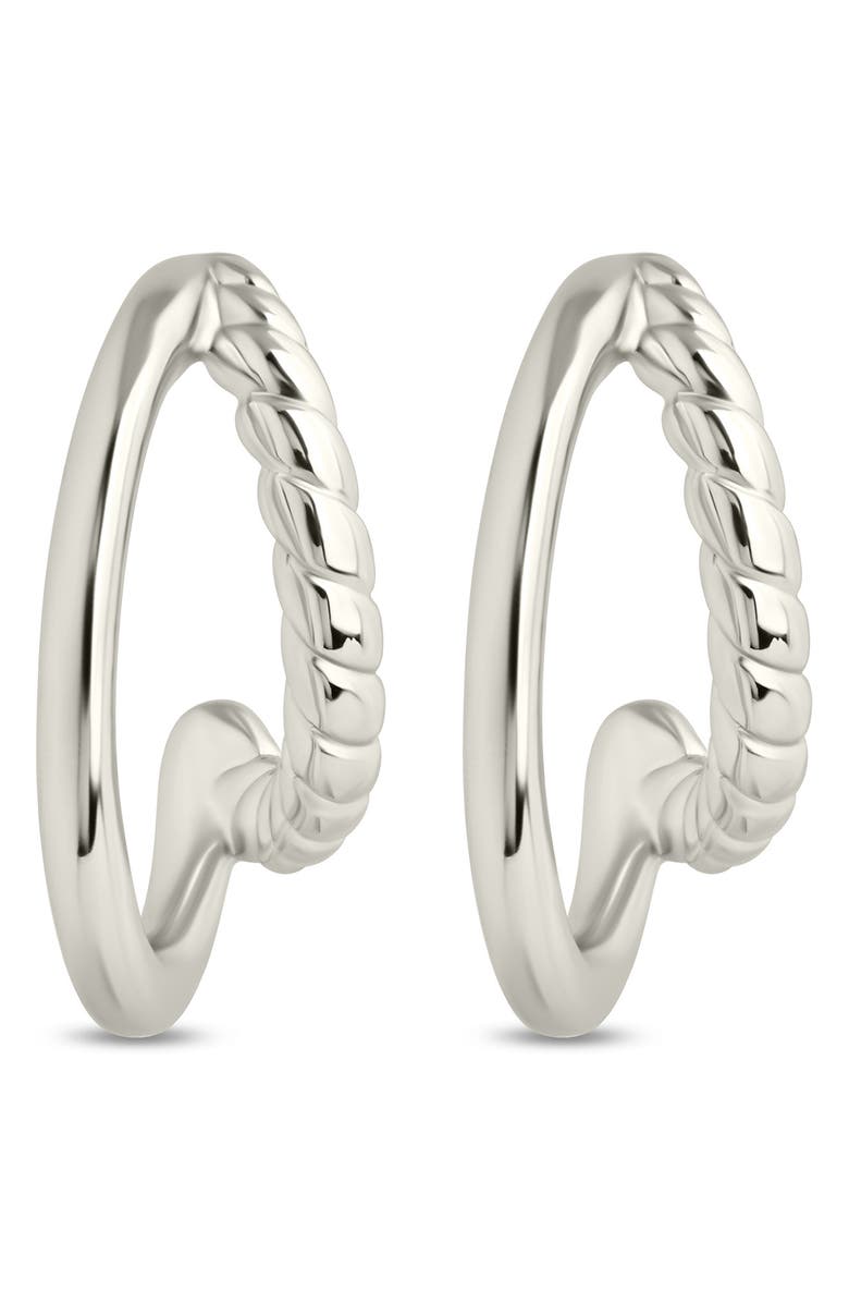 Sterling Forever Acacia Double Row Huggie Hoop Earrings, Alternate, color, Silver