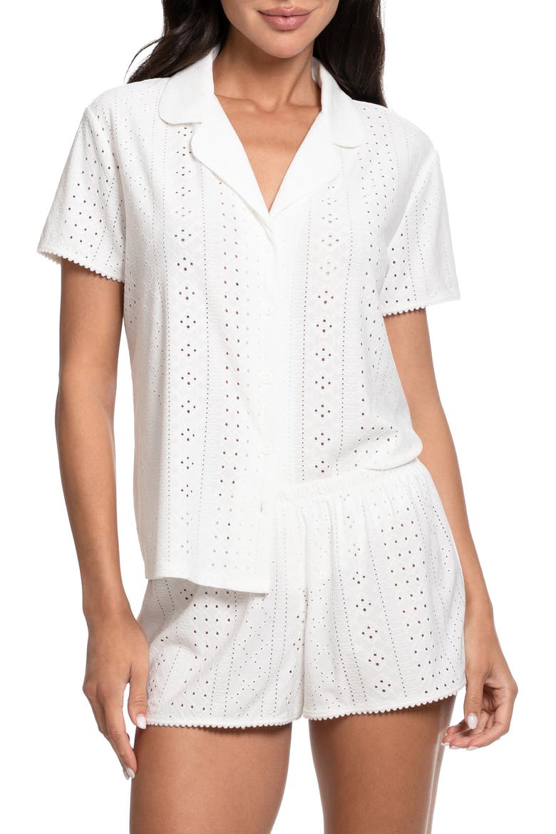 Staci Eyelet Short Pajamas, Main, color, IVORY WHITE
