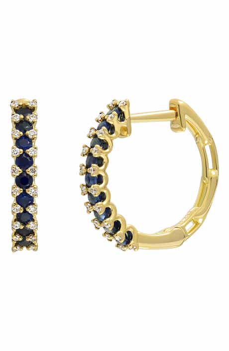 El Mar 18k Gold Sapphire & Diamond Hoop Earrings