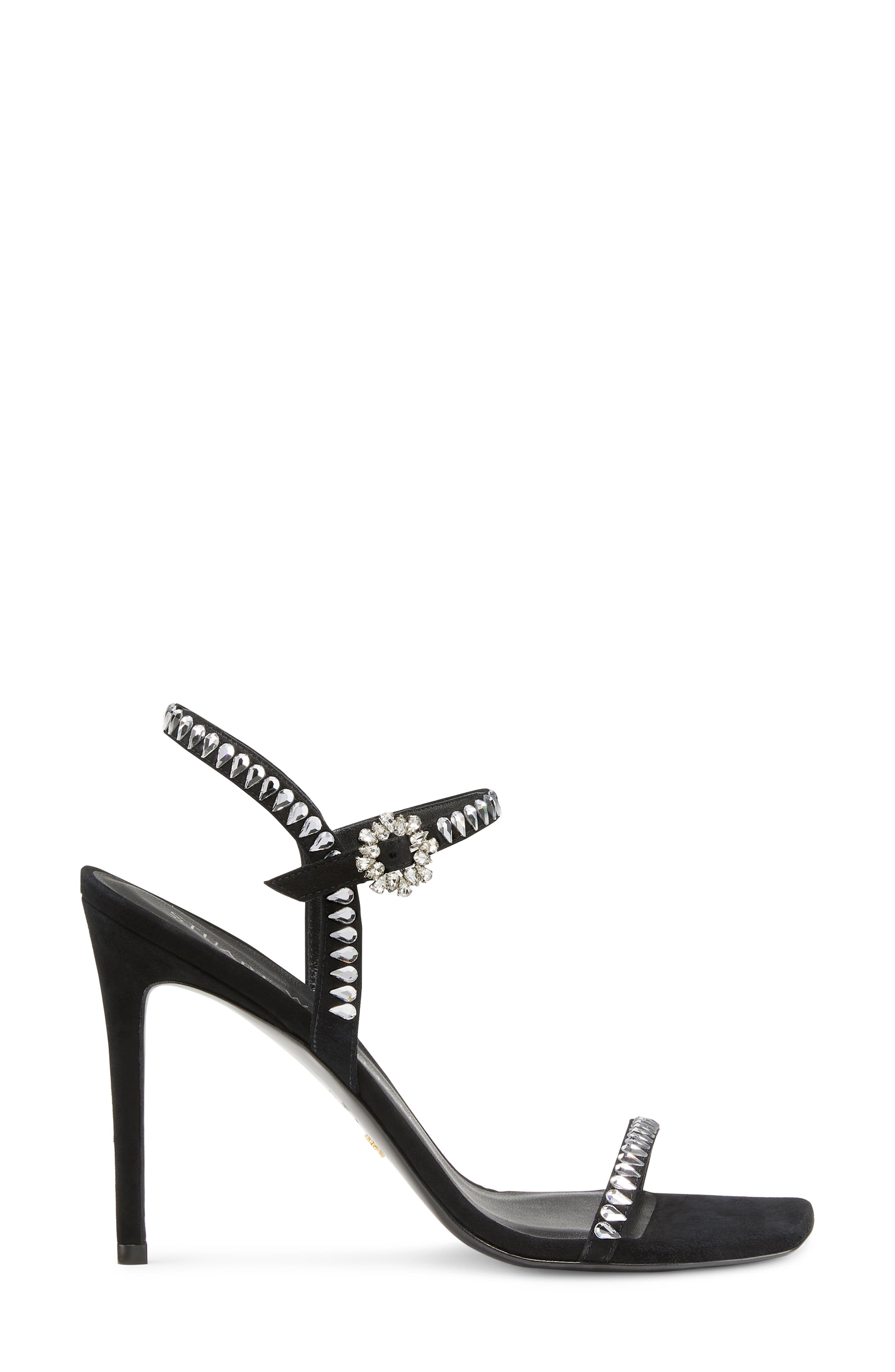 Stuart Weitzman Gemcut Sandal, Alternate, color, Black