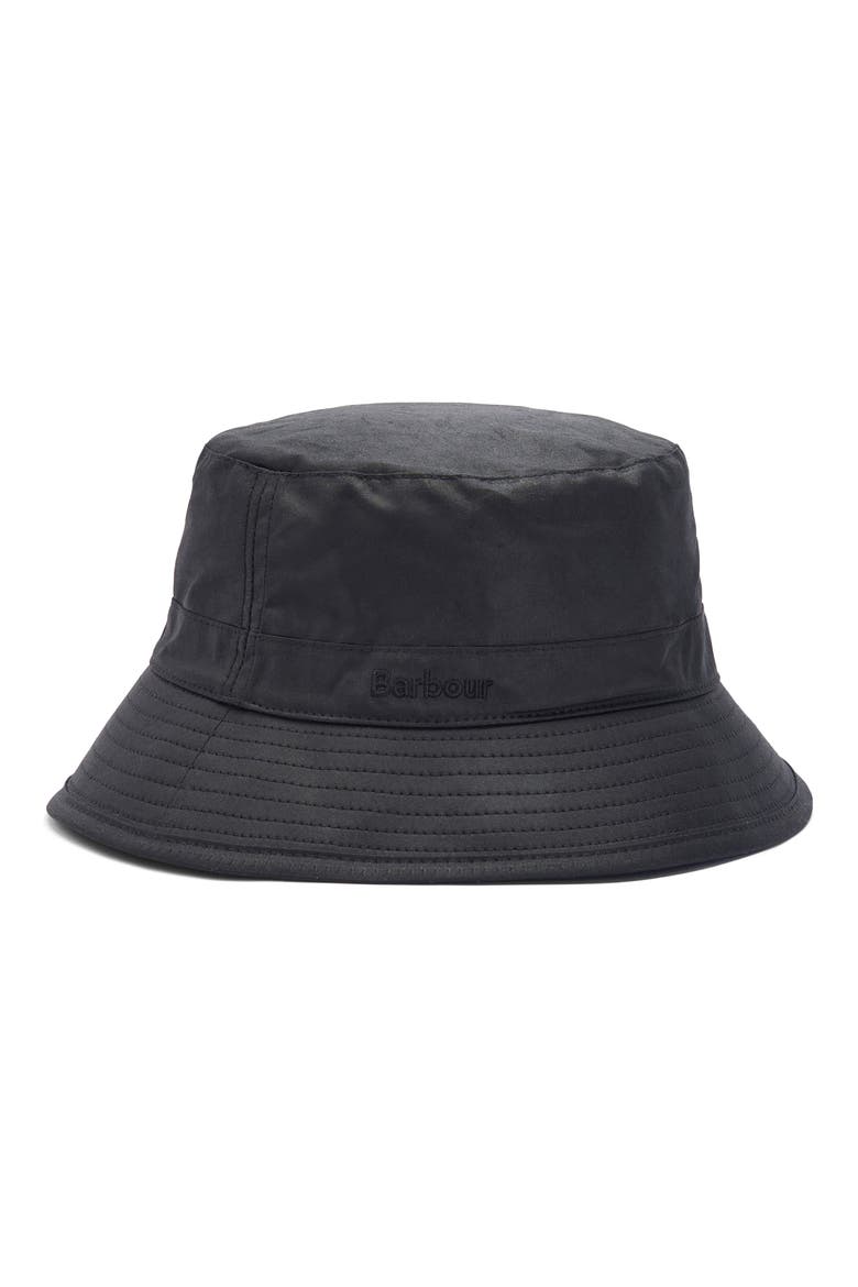 Waxed Cotton Bucket Hat, Main, color, BLACK