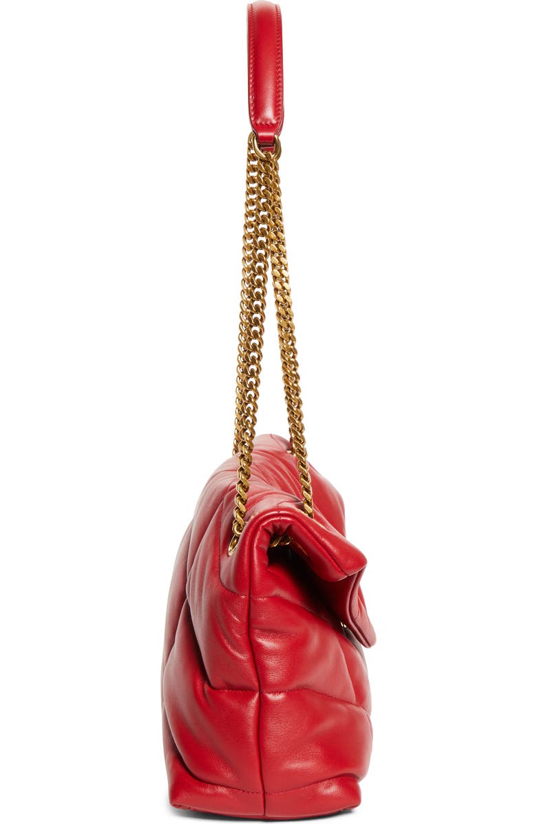 Saint Laurent Small Loulou Leather Puffer Bag, Alternate, color, New Red Danger