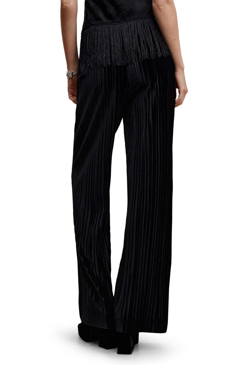 MANGO Pleated Velvet Wide Leg Pants, Alternate, color, 