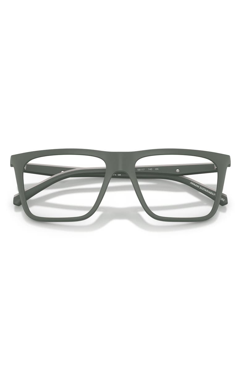 Emporio Armani 56mm Square Optical Glasses, Alternate, color, Matte Green / Clear