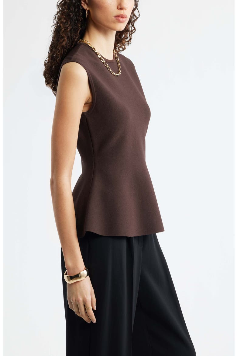 Sleeveless Peplum Sweater, Alternate, color, BROWN COFFEE