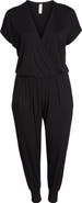 Loveappella Short Sleeve Wrap Top Jumpsuit