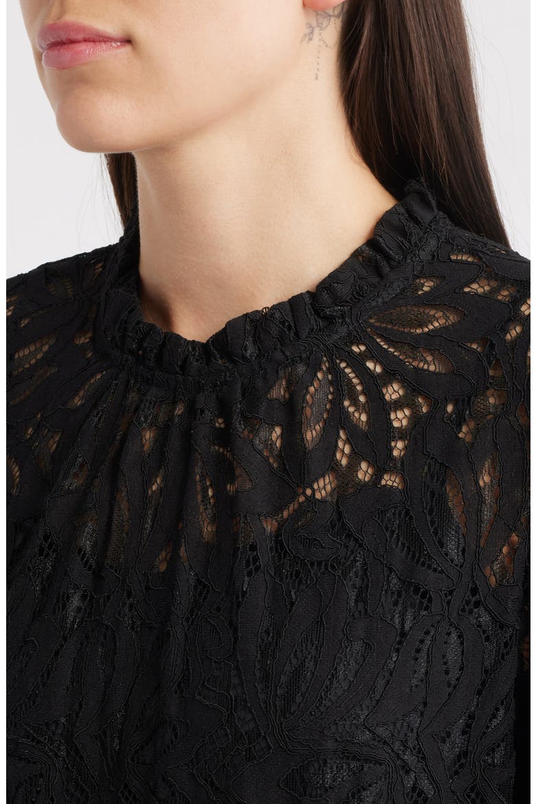 Long Sleeve Tiered Lace Dress, Alternate, color, BLACK
