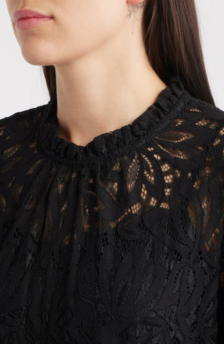 Julia Jordan Long Sleeve Tiered Lace Dress, Alternate, color, Black