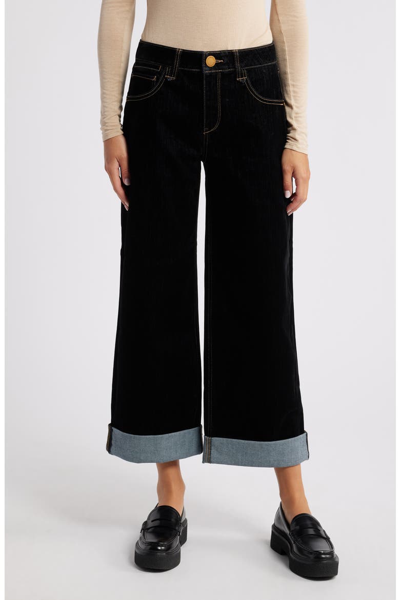 Wyatt Ankle Wide Leg Jeans, Main, color, BLACK