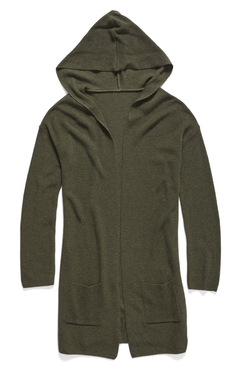 Treasure & Bond Treasure&Bond Rib Knit Hooded Duster, Main, color, Olive Grove Heather